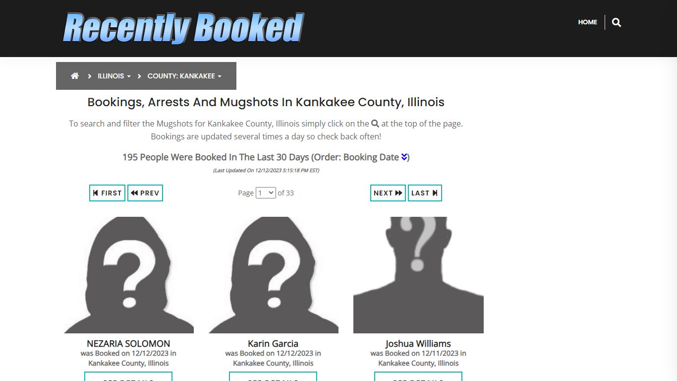 Bookings, Arrests and Mugshots in Kankakee County, Illinois
